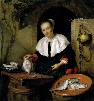 Die Fischverkäuferin von Gabriel Metsu